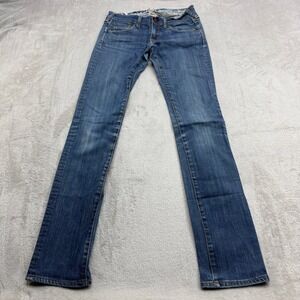 Evisu Jeans Womens 26 Slim Straight Raw Frayed Waistband Streetwear Y2K Grunge
